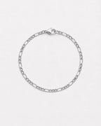 Bruce & Co Men’s Silver-Tone Stainless Steel Figaro Chain Bracelet, 3 mm