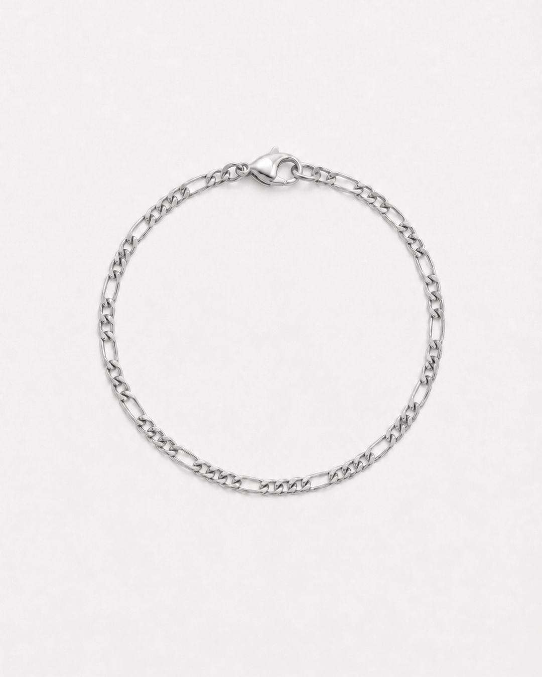 Bruce & Co Men’s Silver-Tone Stainless Steel Figaro Chain Bracelet, 3 mm
