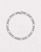 Bruce & Co Men’s Silver-Tone Stainless Steel Figaro Chain Bracelet, 6 mm