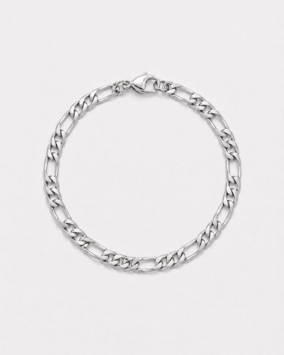 Bruce & Co Men’s Silver-Tone Stainless Steel Figaro Chain Bracelet, 6 mm