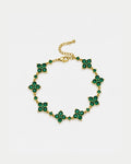 Bruce & Co Green Zircon Clover Bracelet, Gold-Plated Copper, Adjustable