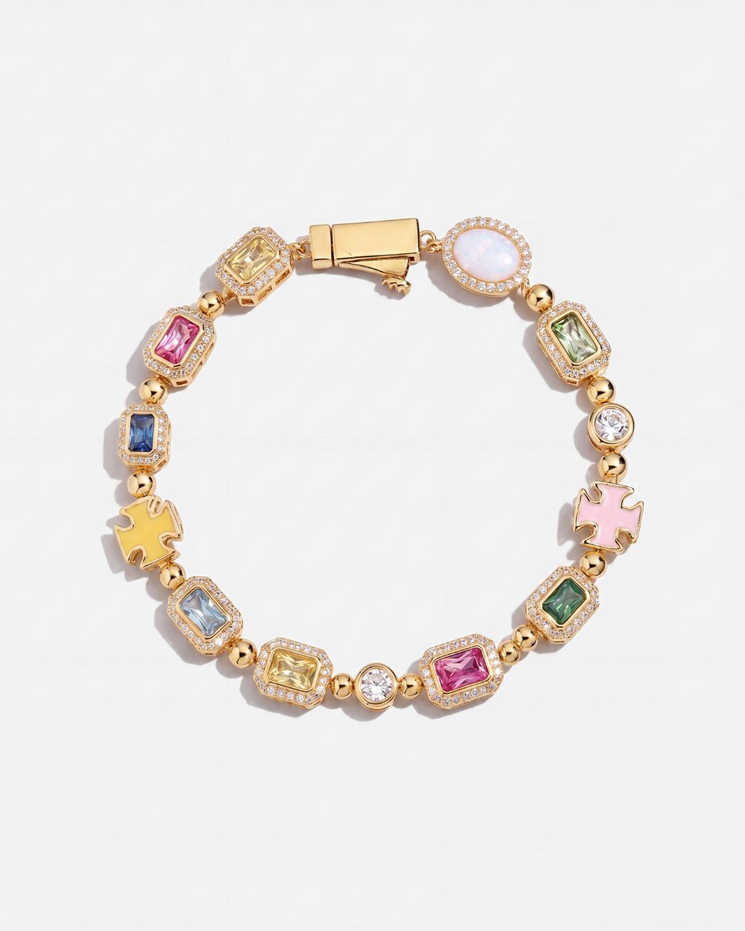 Bruce & Co Men’s Multicolor Geometric Bracelet, 18K Gold-Plated Steel