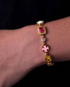 Bruce & Co Men’s Multicolor Geometric Bracelet, 18K Gold-Plated Steel