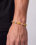 Bruce & Co Men’s Multicolor Geometric Bracelet, 18K Gold-Plated Steel