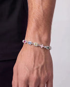 Bruce & Co Men’s Multicolor Geometric Bracelet, White-Gold-Plated Steel