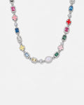 Bruce & Co Men’s Multicolor Geometric Necklace, White-Gold-Plated Steel