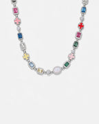 Bruce & Co Men’s Multicolor Geometric Necklace, White-Gold-Plated Steel