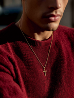 Bruce & Co Men’s Cross Pendant Necklace, 60 cm, 14K Gold-Plated