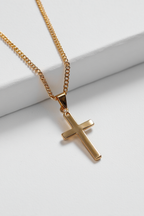 Bruce & Co Men’s Cross Pendant Necklace, 60 cm, 14K Gold-Plated