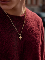 Bruce & Co Men’s Cross Pendant Necklace, 60 cm, 14K Gold-Plated