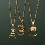 Bruce & Co Initial & Birthstone Charm Necklace
