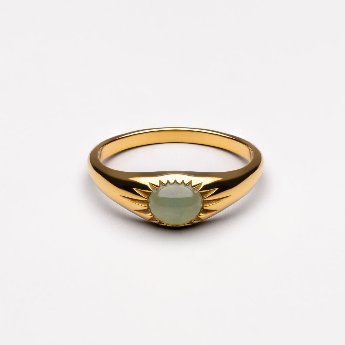 Bruce & Co Oasis – Green Jade Stone Ring, Steel