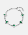 Bruce & Co Green Zircon Flower Bracelet, Silver-Tone Copper