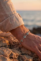 Bruce & Co Green Zircon Flower Bracelet, Silver-Tone Copper