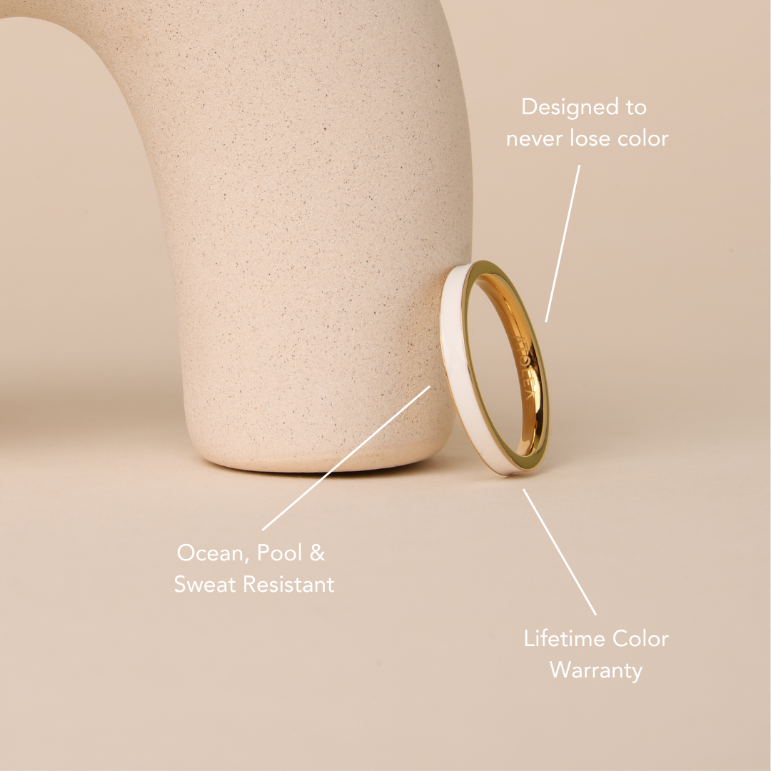 Bruce & Co Halo – White Enamel Band Ring, 2.7 mm