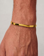 Faceted Open Cuff Bracelet, 5 mm, 14K Gold-Plated Steel
