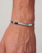 Bruce & Co Faceted Open Cuff Bracelet, 5 mm, Platinum-Plated Steel