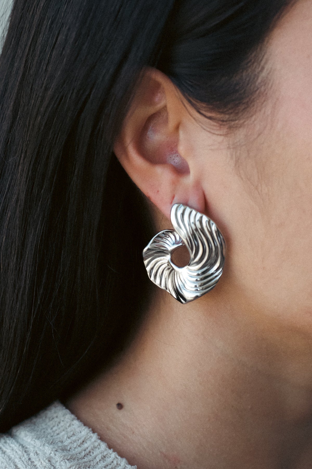 Bruce & Co Iris – Ridged Spiral Statement Earrings
