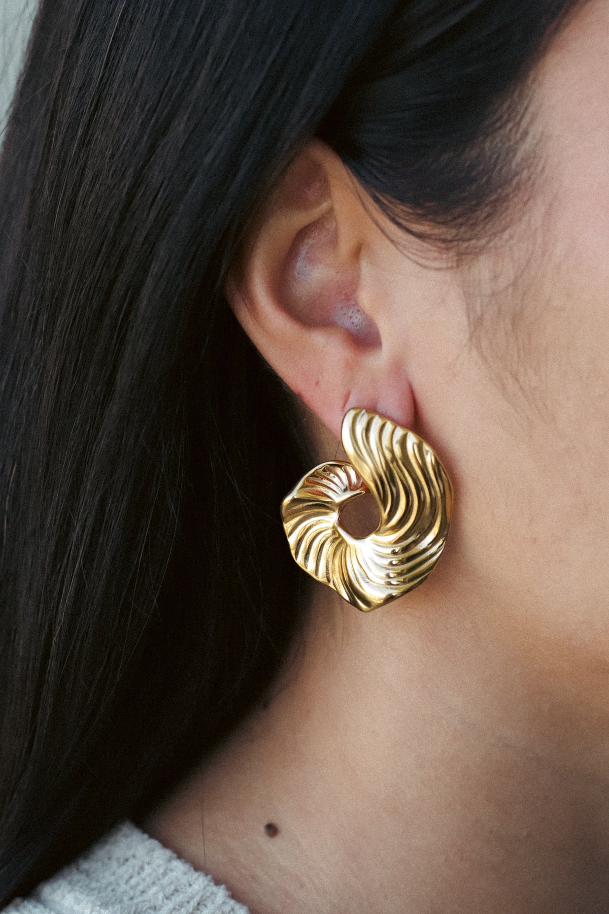 Bruce & Co Iris – Ridged Spiral Statement Earrings