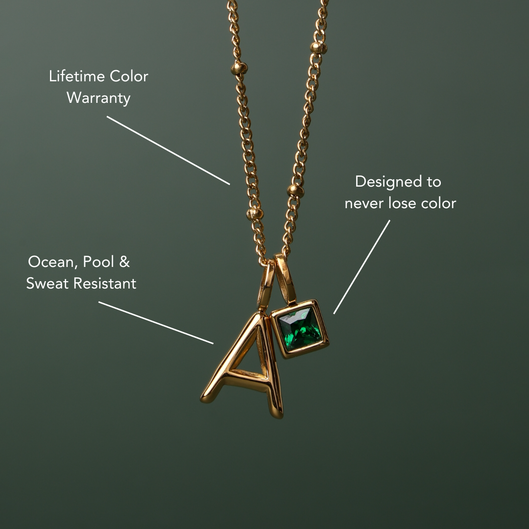 Bruce & Co Initial & Birthstone Charm Necklace