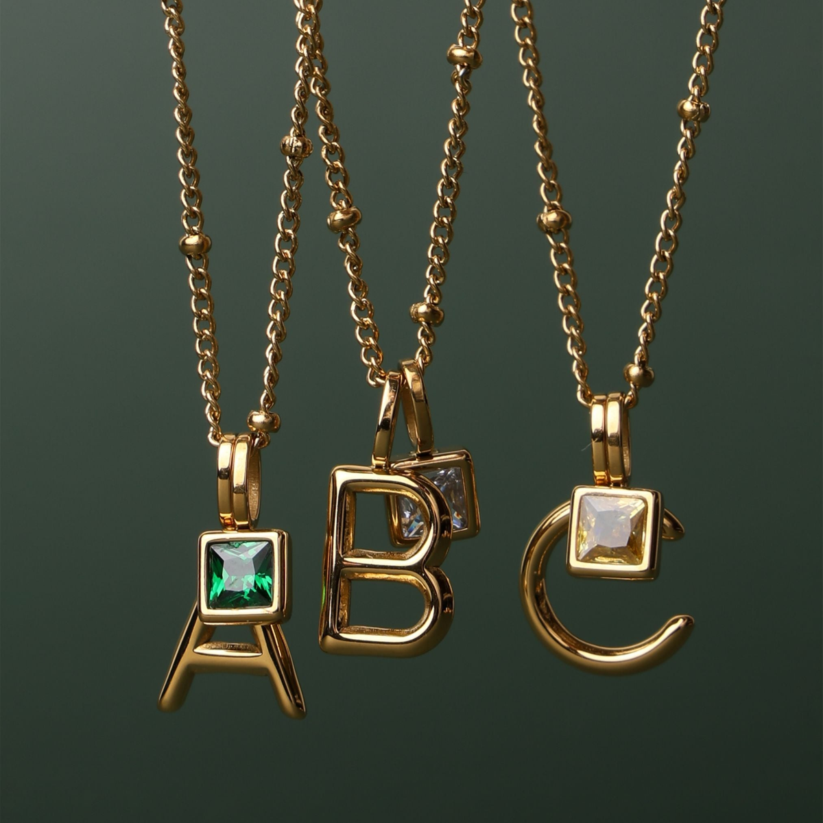 Bruce & Co Initial & Birthstone Charm Necklace