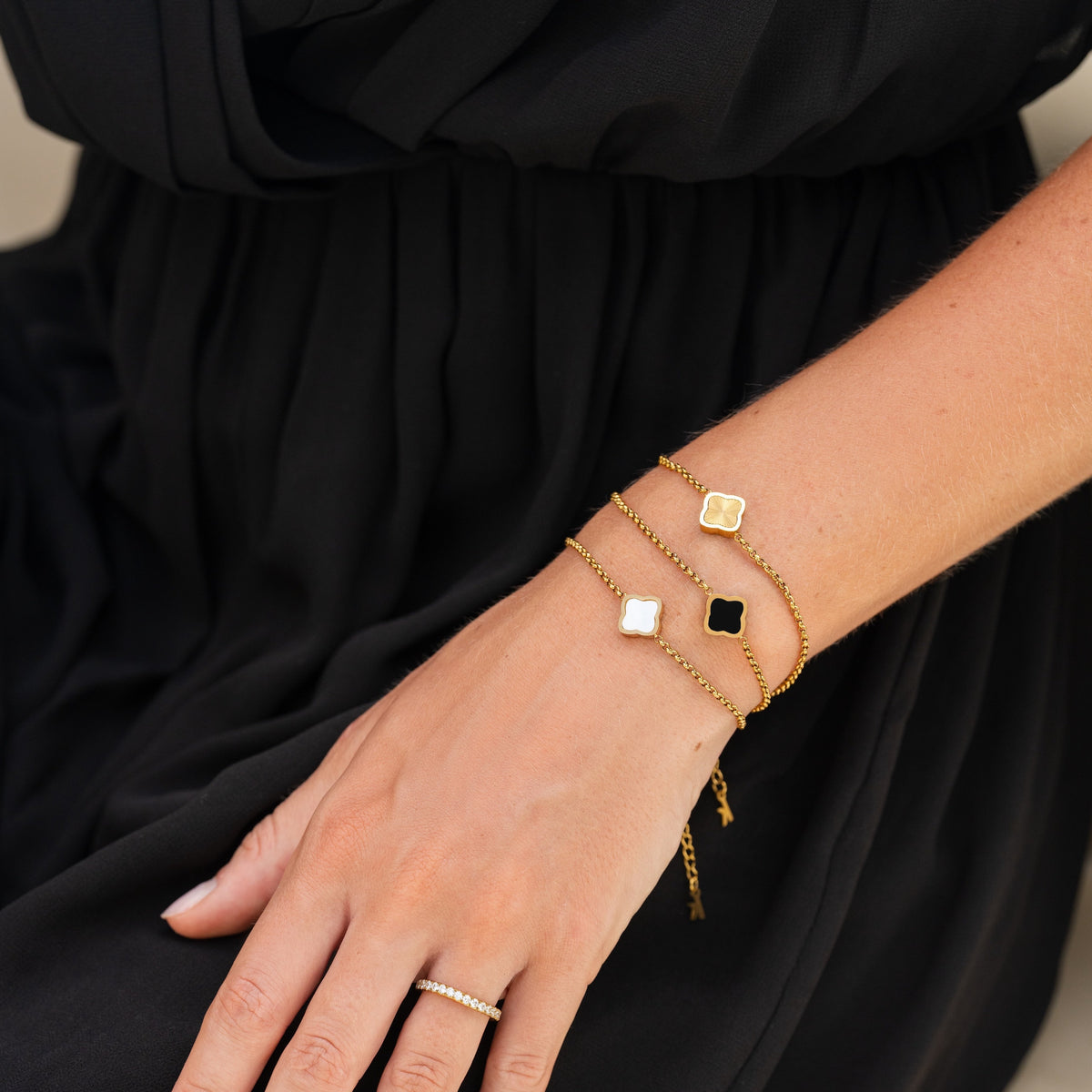 Bruce & Co Black Quatrefoil Charm Bracelet