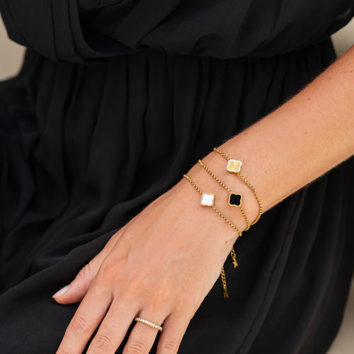 Bruce & Co Black Quatrefoil Charm Bracelet