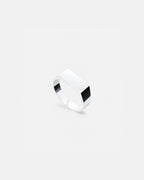 Bruce & Co Rectangular Signet Ring, Platinum-Plated Steel, Adjustable