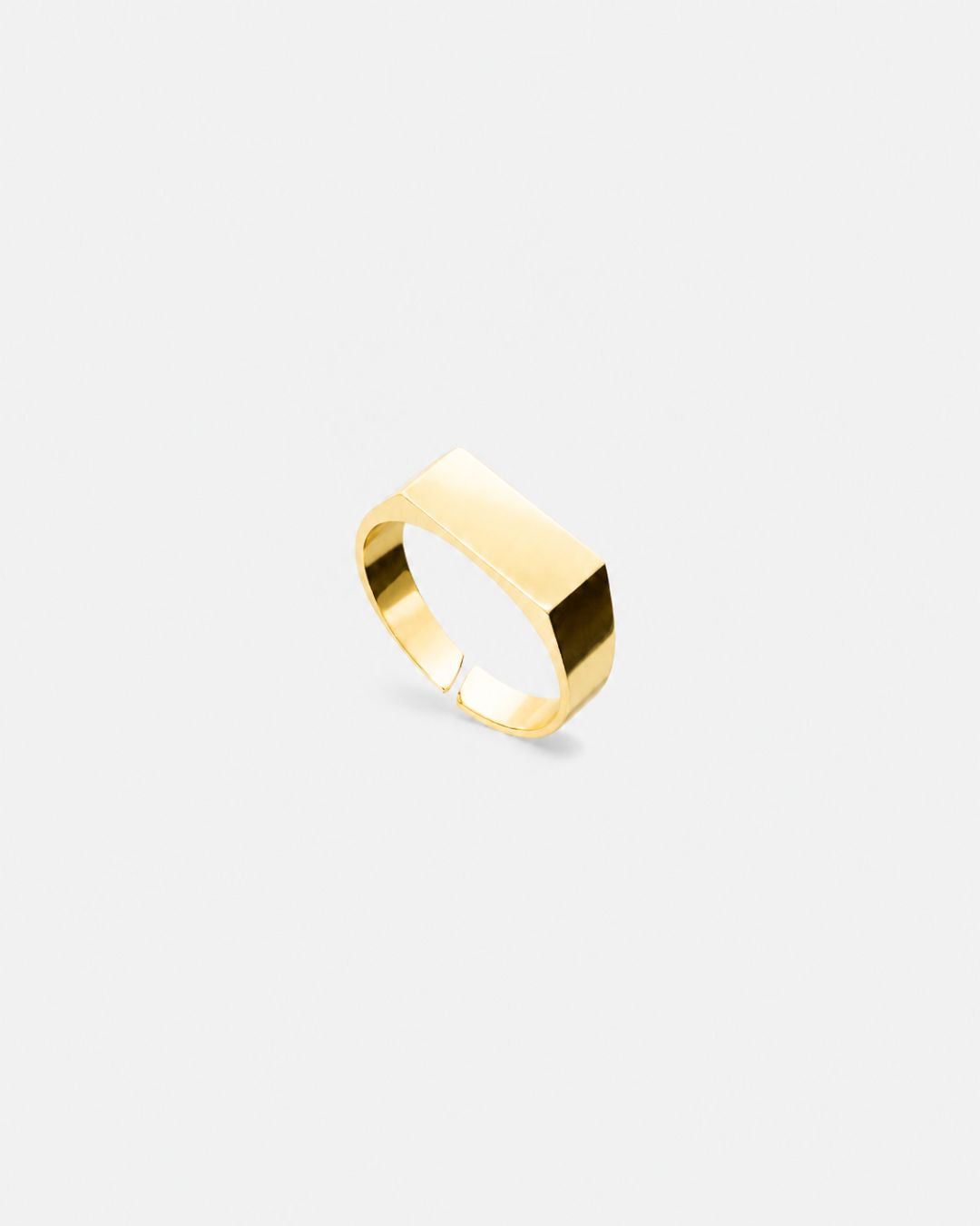 Bruce & Co Rectangular Signet Ring, 14K Gold-Plated Steel, Adjustable