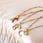 Bruce & Co Initial & Birthstone Charm Necklace