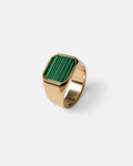 Bruce & Co Malachio – Men’s Green Malachite Signet Ring, Gold-Plated Steel