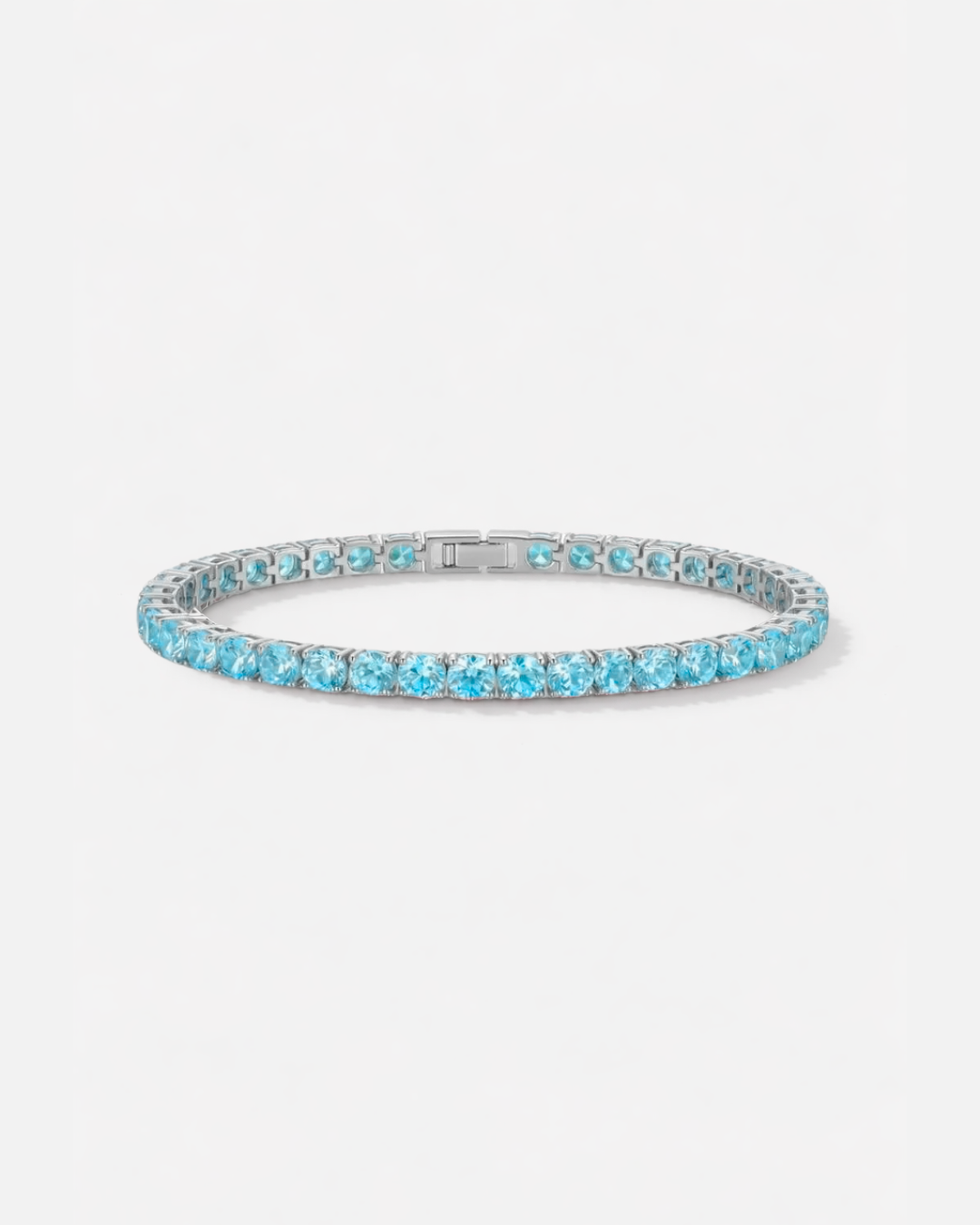 Bruce & Co Turquoise-Color Zirconia Tennis Bracelet, 4 mm, Silver-Plated Steel