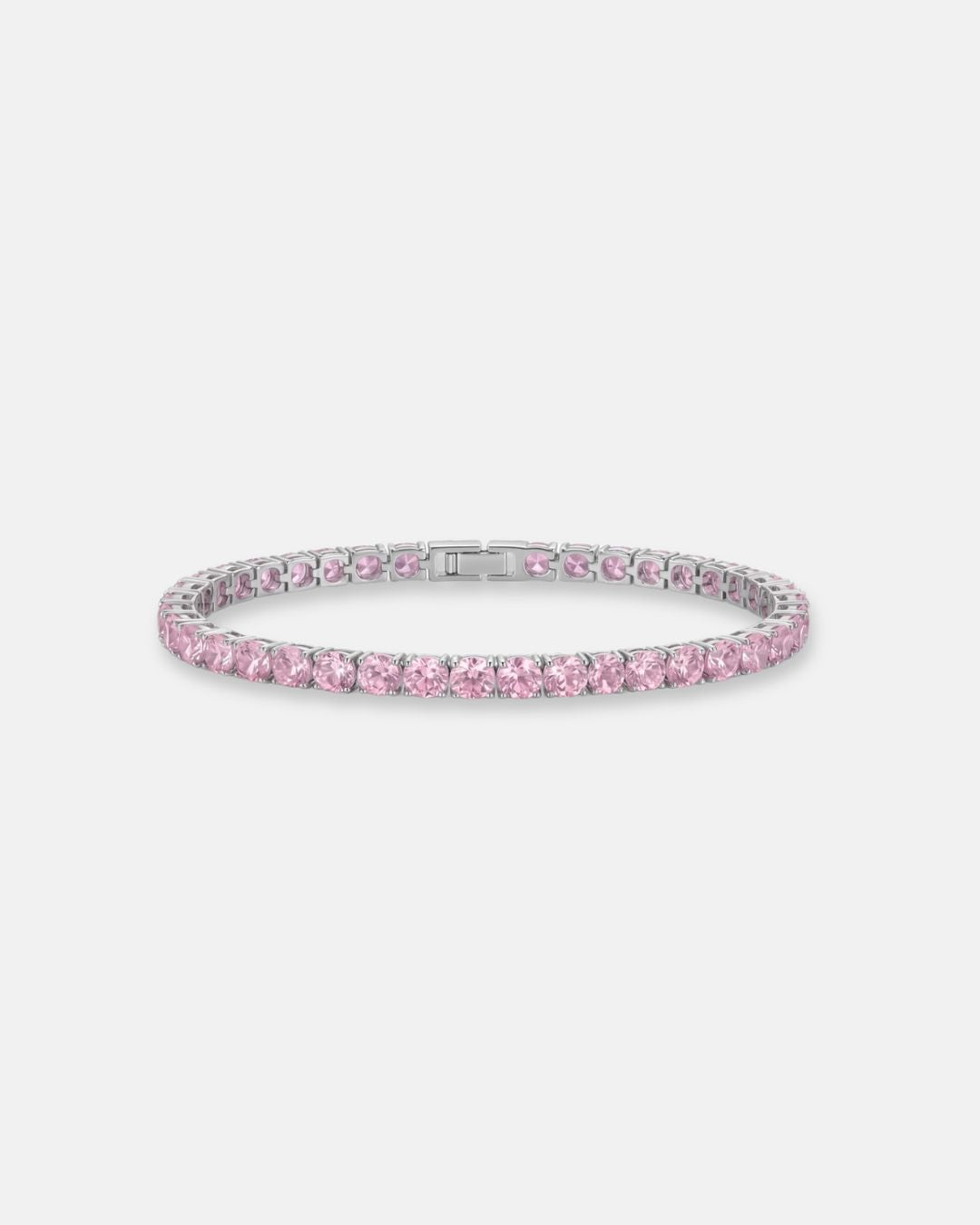 Bruce & Co Light Pink Zirconia Tennis Bracelet, 4 mm, Silver-Plated Steel