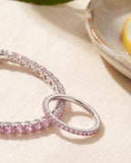 Bruce & Co Light Pink Zirconia Tennis Bracelet, 4 mm, Silver-Plated Steel