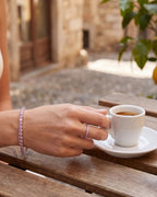 Bruce & Co Light Pink Zirconia Tennis Bracelet, 4 mm, Silver-Plated Steel