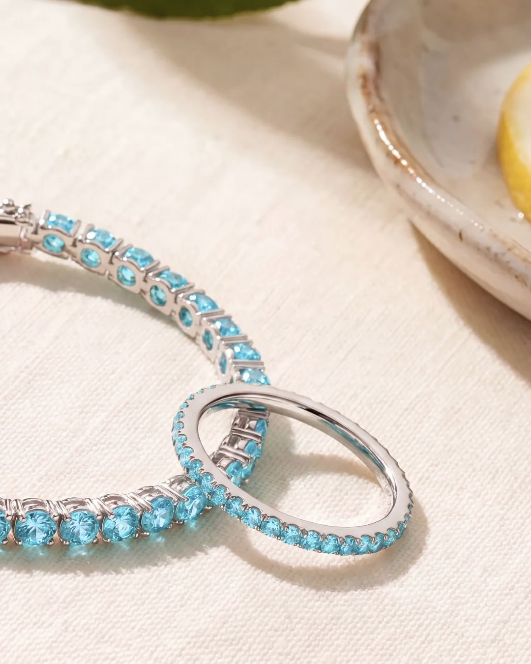 Bruce & Co Turquoise-Color Zirconia Tennis Bracelet, 4 mm, Silver-Plated Steel