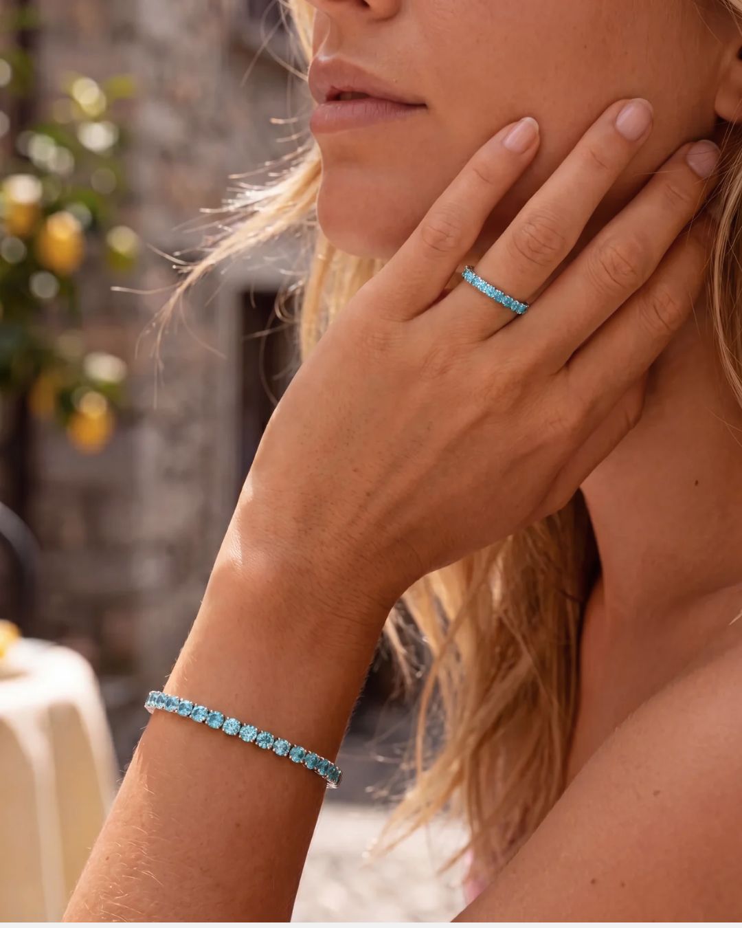 Bruce & Co Turquoise-Color Zirconia Tennis Bracelet, 4 mm, Silver-Plated Steel