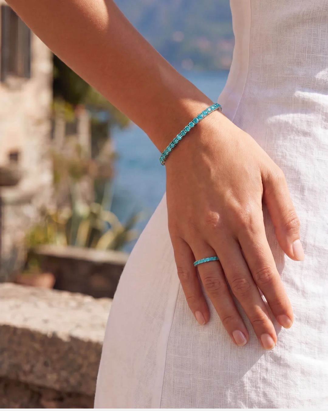 Bruce & Co Turquoise-Color Zirconia Tennis Bracelet, 4 mm, Silver-Plated Steel