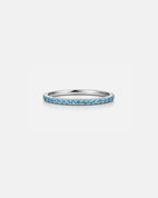 Bruce & Co Mar Rosa – Turquoise-Blue Zircon Stone Band Ring, Stainless Steel