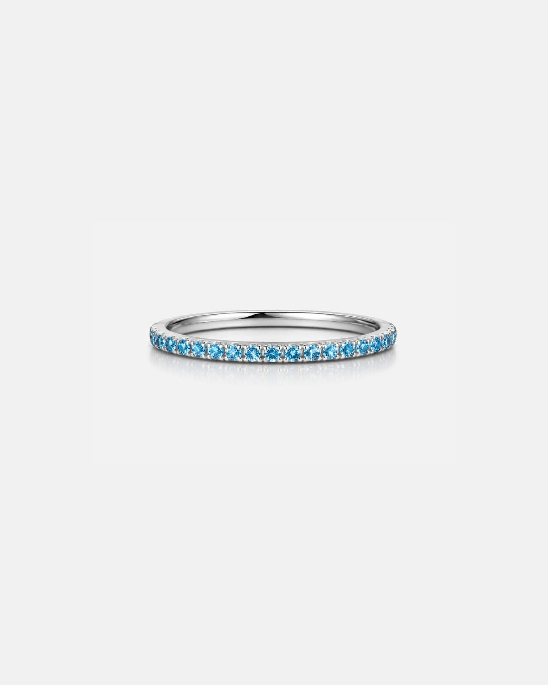 Bruce & Co Mar Rosa – Turquoise-Blue Zircon Stone Band Ring, Stainless Steel