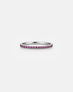 Bruce & Co Mar Rosa – Deep Rose Zircon Stone Band Ring, Stainless Steel