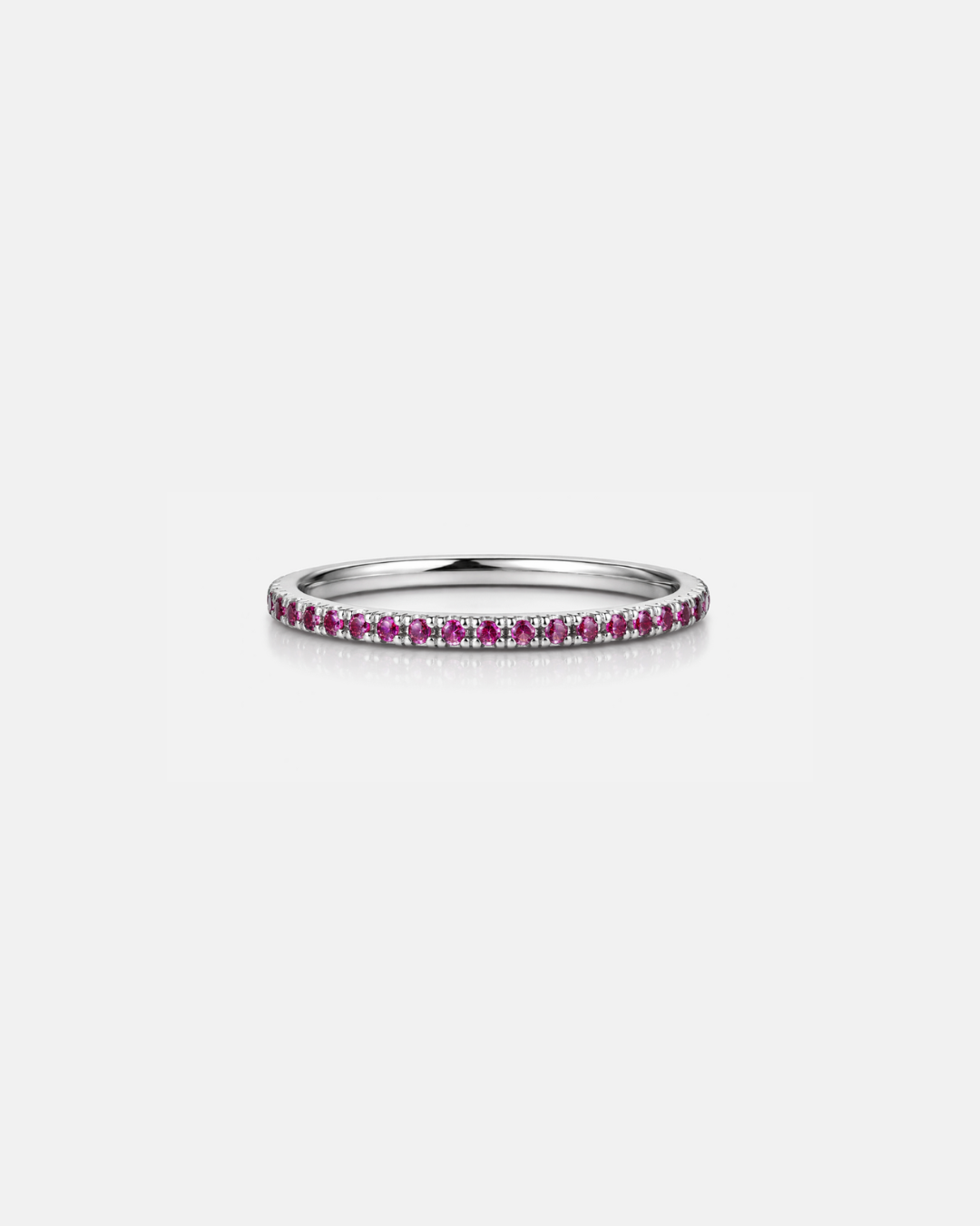 Bruce & Co Mar Rosa – Deep Rose Zircon Stone Band Ring, Stainless Steel