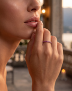 Bruce & Co Mar Rosa – Deep Rose Zircon Stone Band Ring, Stainless Steel