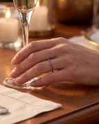 Bruce & Co Mar Rosa – Deep Rose Zircon Stone Band Ring, Stainless Steel