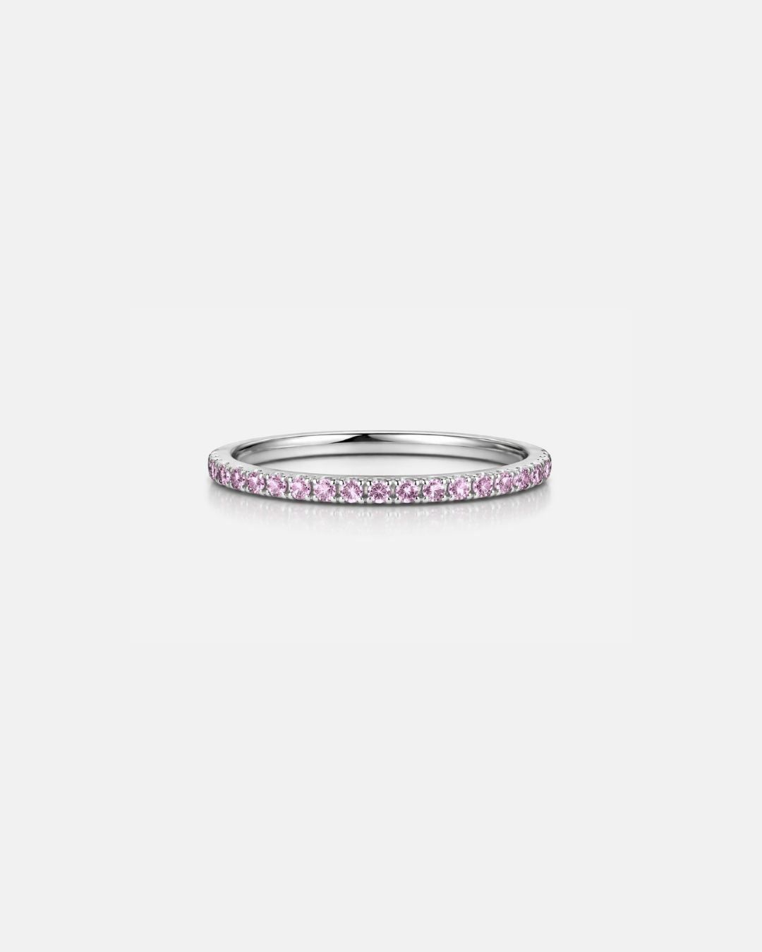 Bruce & Co Mar Rosa – Light Pink Zircon Stone Band Ring, Stainless Steel