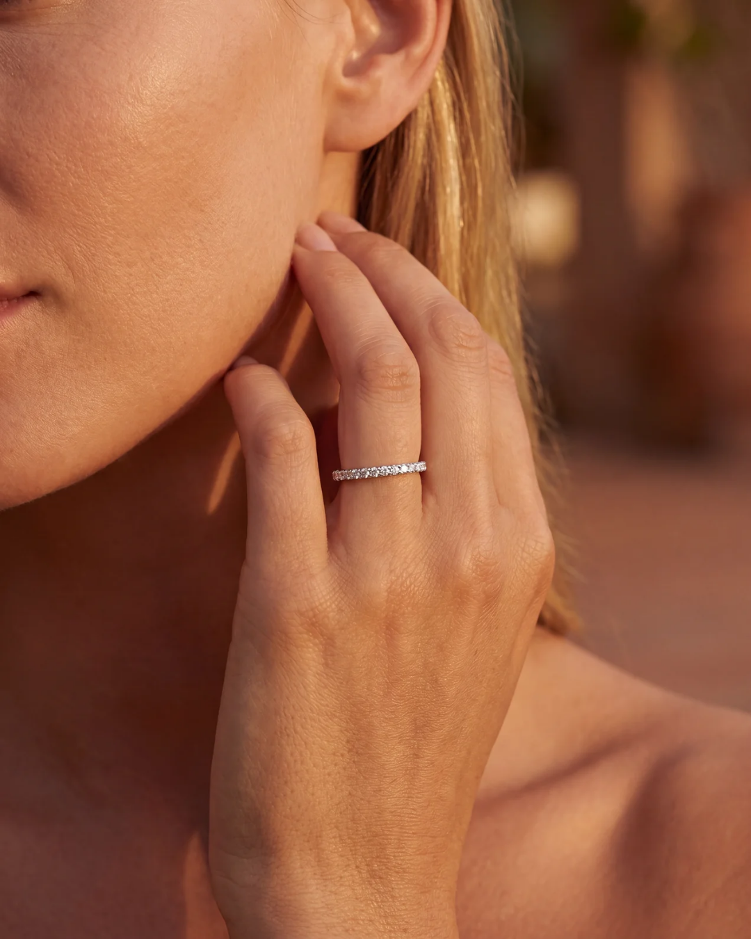 Bruce & Co Mar Rosa – Clear Zircon Stone Band Ring, Stainless Steel