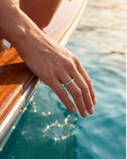Bruce & Co Mar Rosa – Turquoise-Blue Zircon Stone Band Ring, Stainless Steel