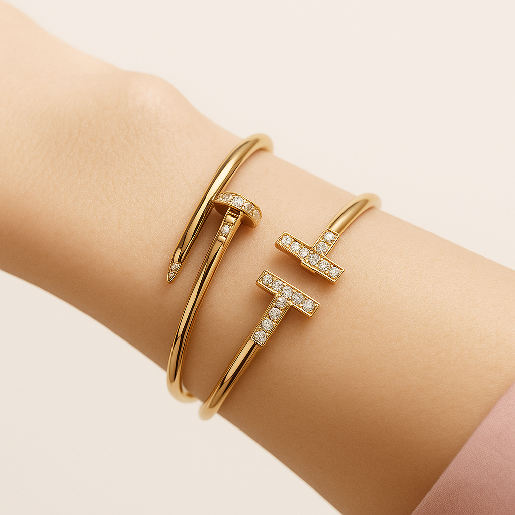 Bruce & Co Tess – T-Shaped Zirconia Detail Cuff