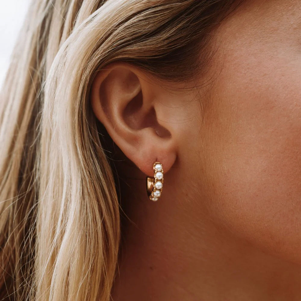 Bruce & Co Mother-of-Pearl Half-Hoop Earrings, 18 mm