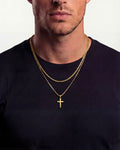 Bruce & Co Men’s Cross and Rope Necklace and Bracelet Set, 4 Pieces, Gold-Tone